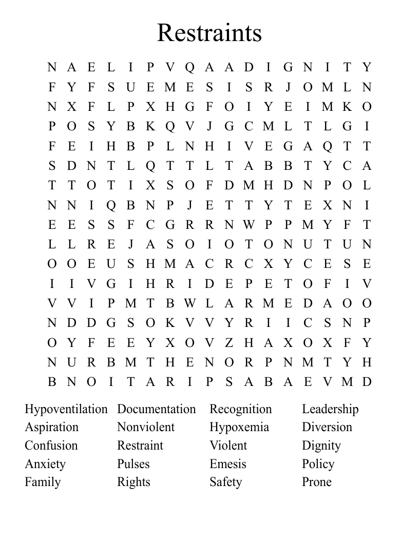 Restraints Word Search