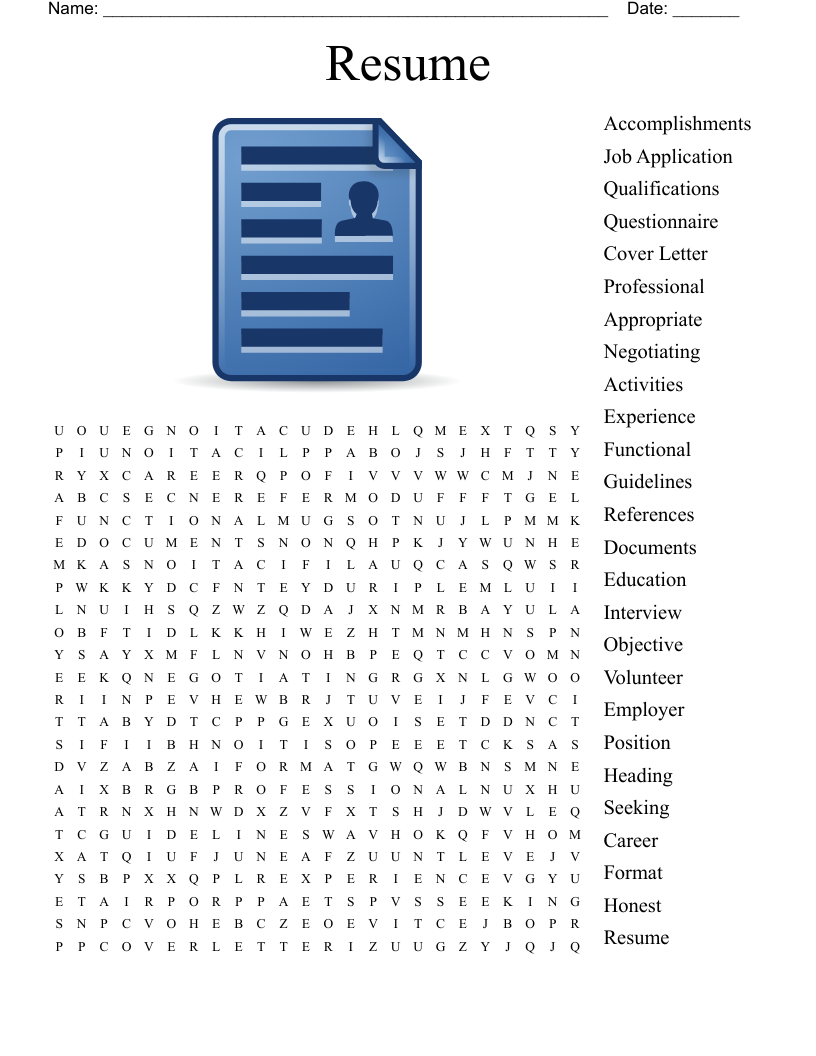 Resume Word Search