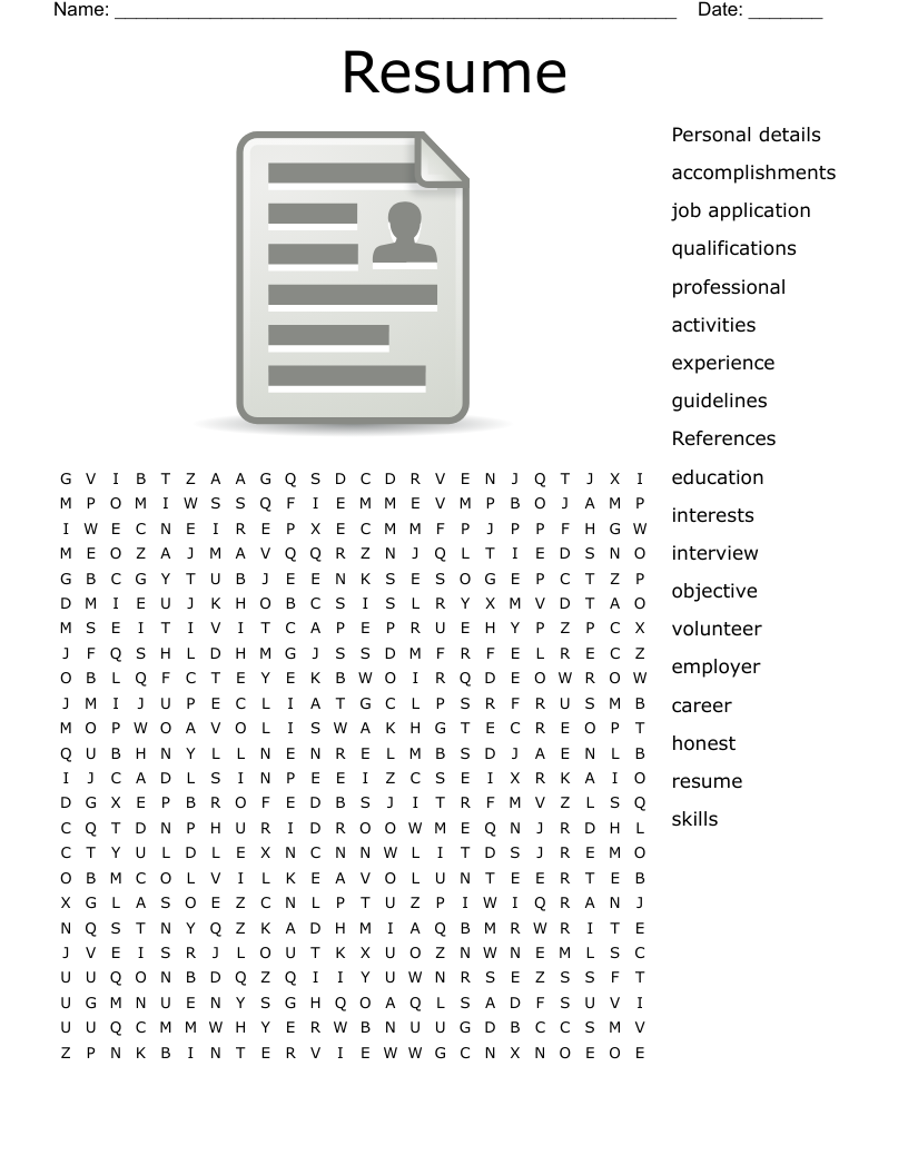 Resume Word Search