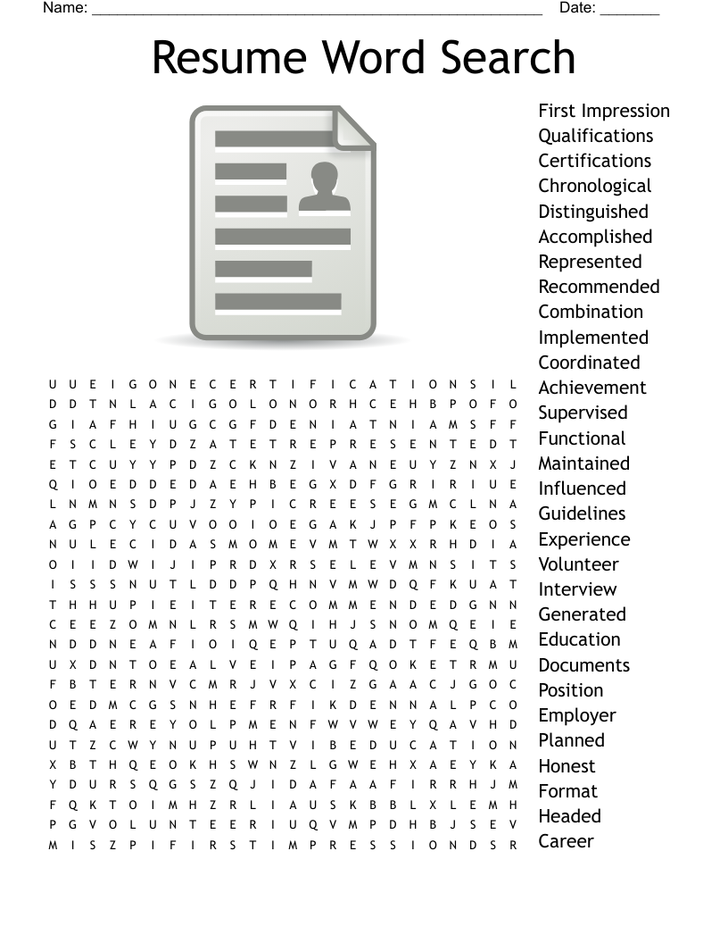 Resume Word Search