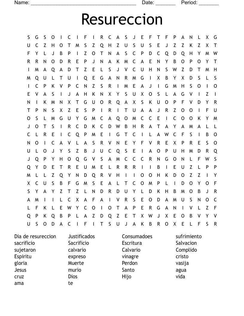 Resureccion Word Search