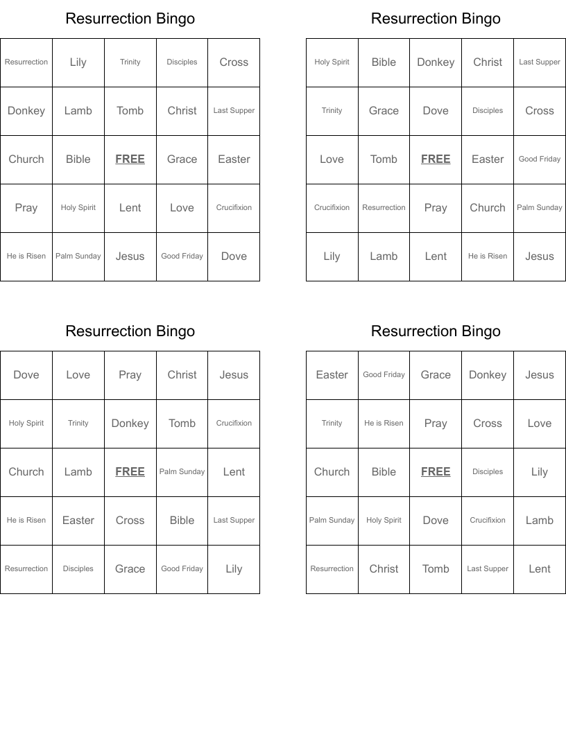 Resurrection Bingo