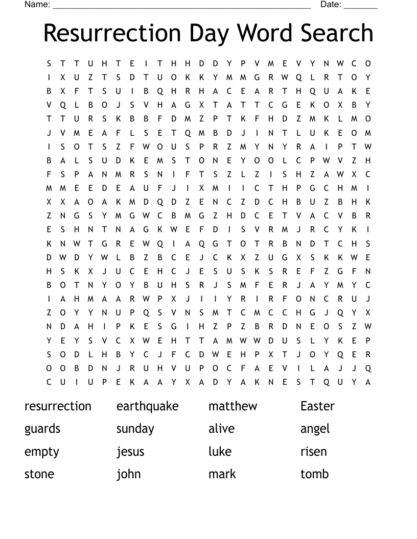 Resurrection Day Word Search