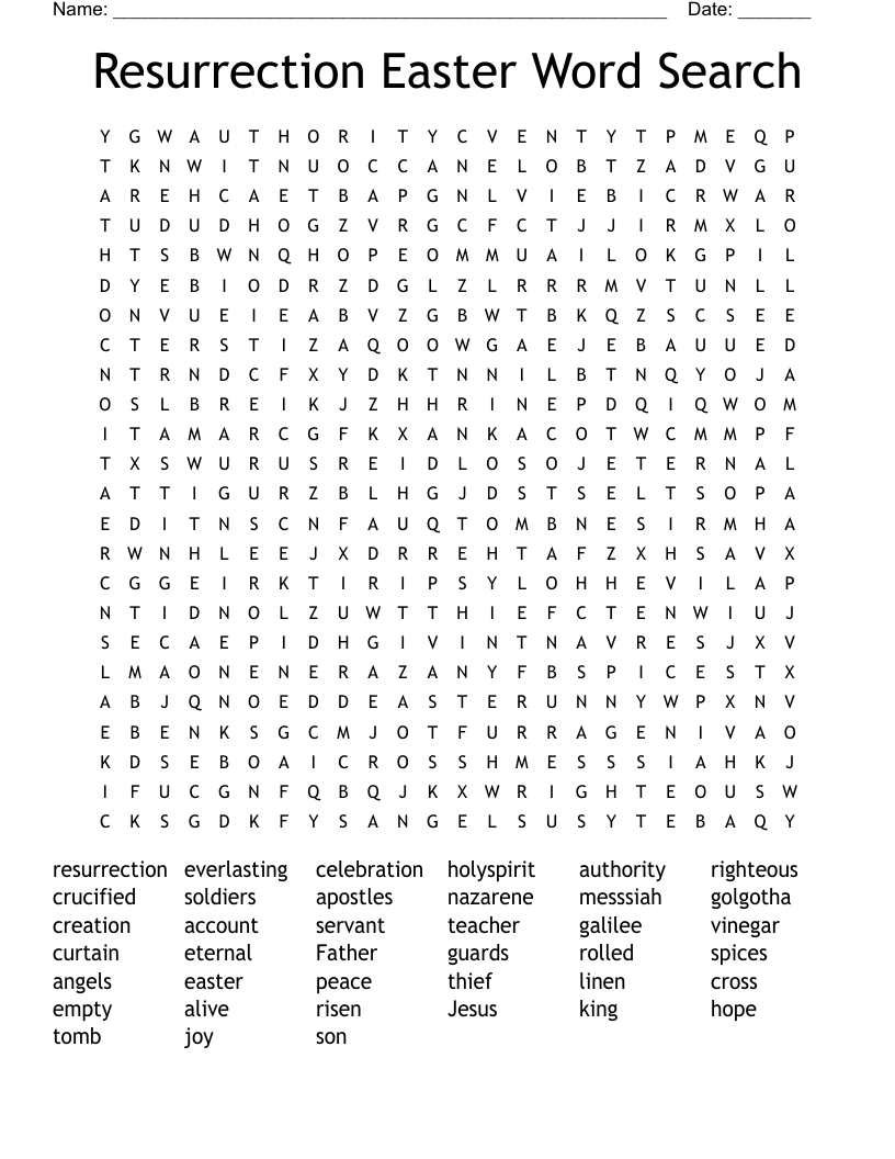 Resurrection Easter Word Search
