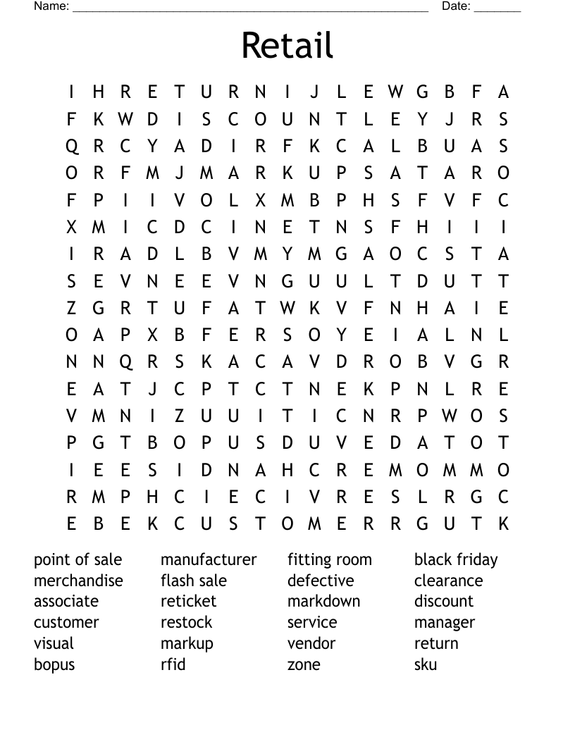 Retail Word Search