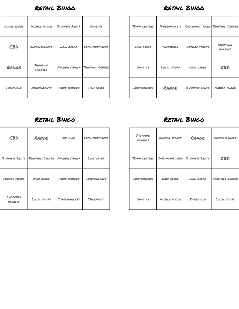 Retail Bingo