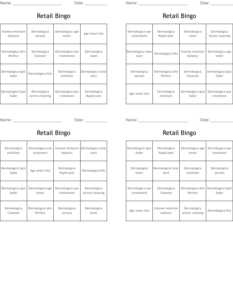 Retail Bingo 