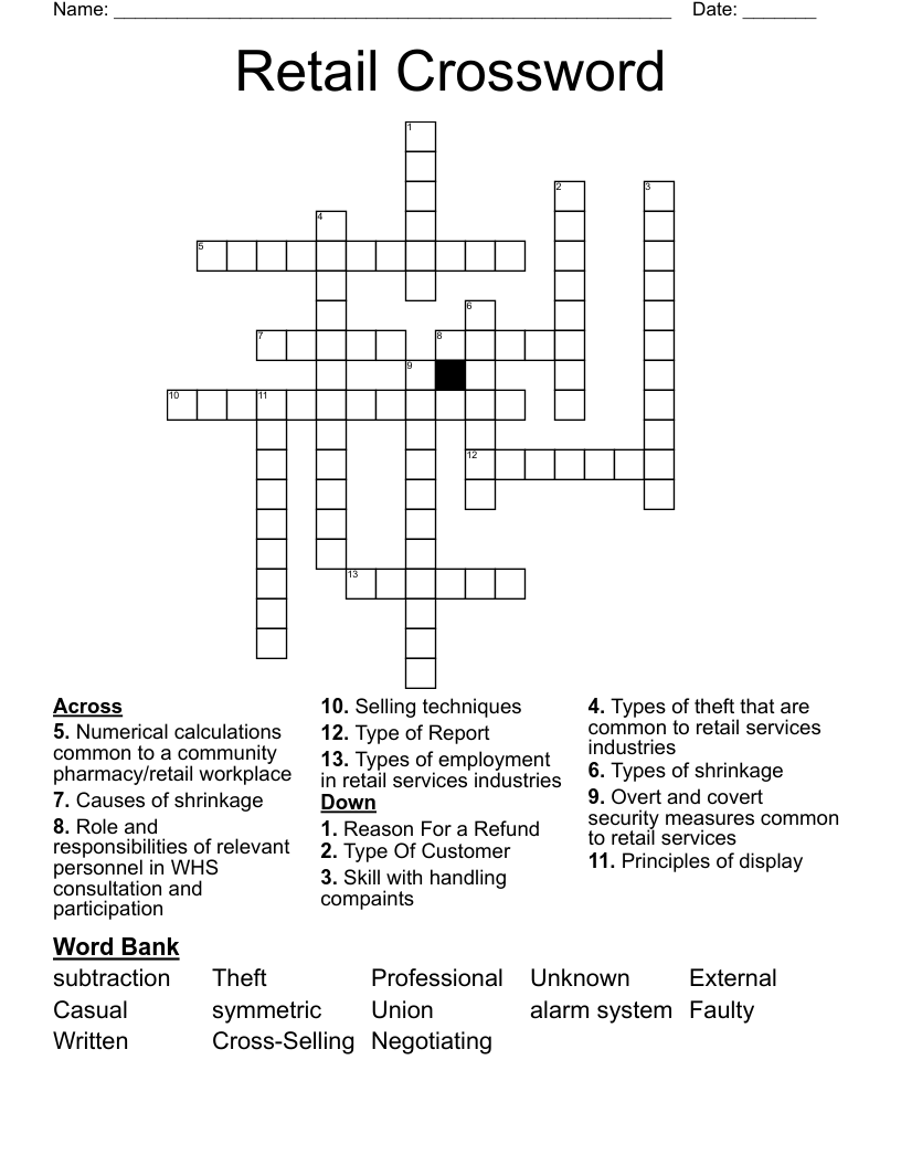 Retail Crossword