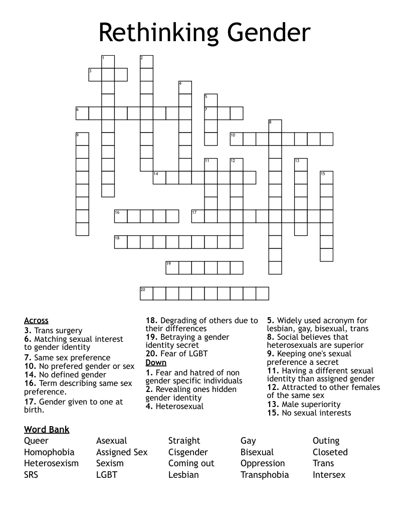 Rethinking Gender Crossword