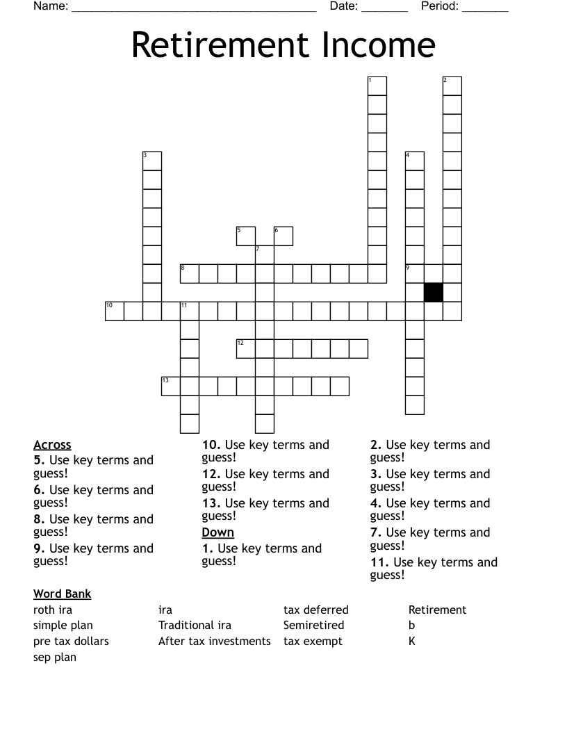 Retirement Income Crossword
