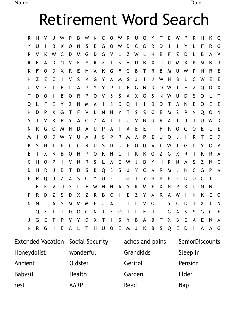 Retirement Word Search