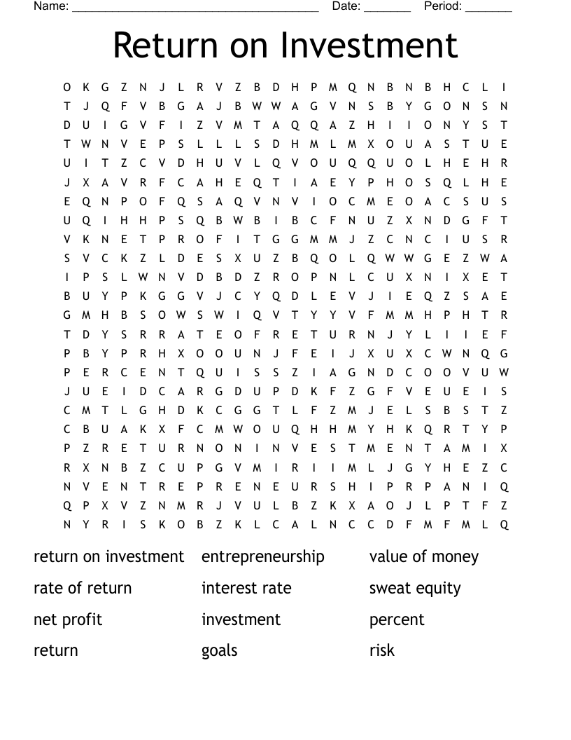 Return on Investment  Word Search