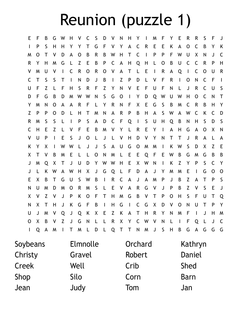 Reunion (puzzle 1) Word Search