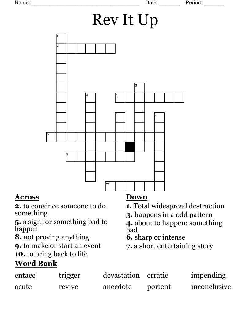Rev It Up Crossword