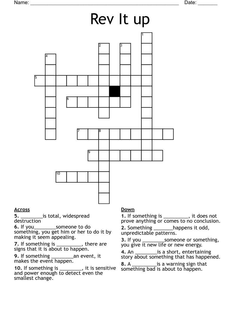 Rev It up Crossword