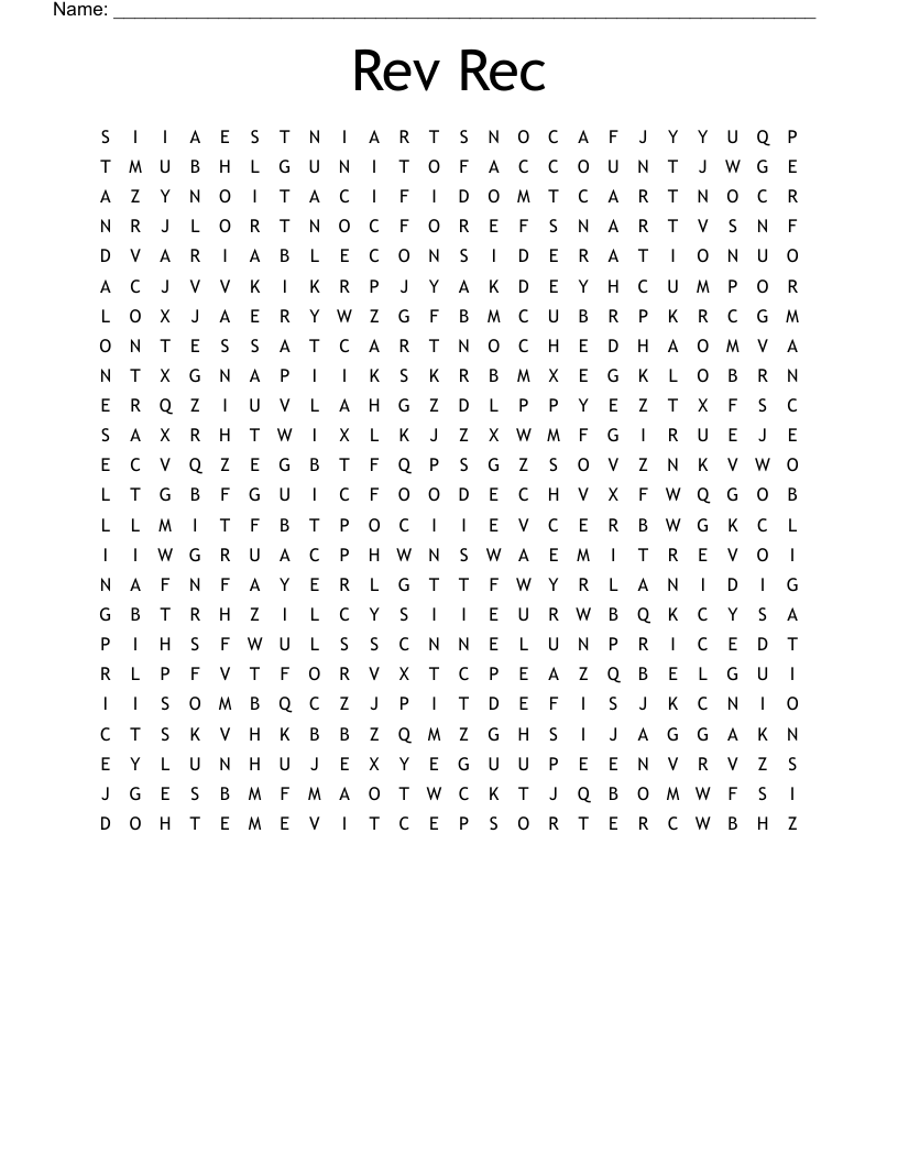 Rev Rec Word Search