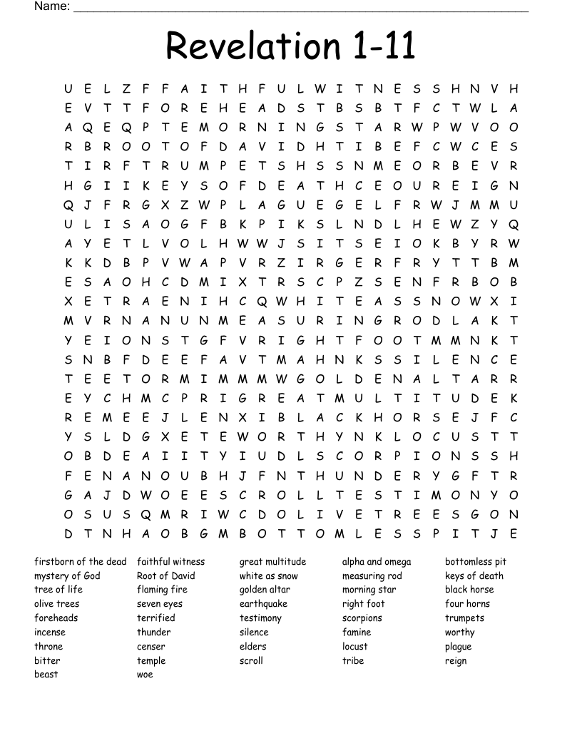 Revelation 1-11 Word Search