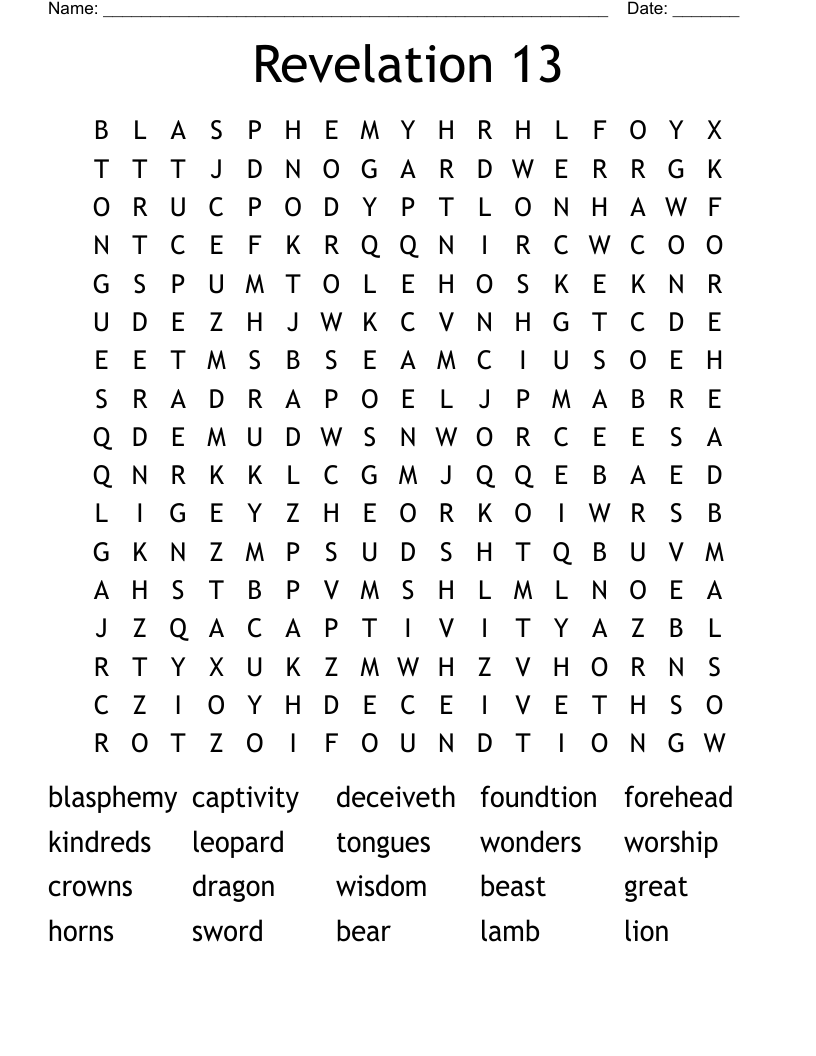 Revelation 13 Word Search
