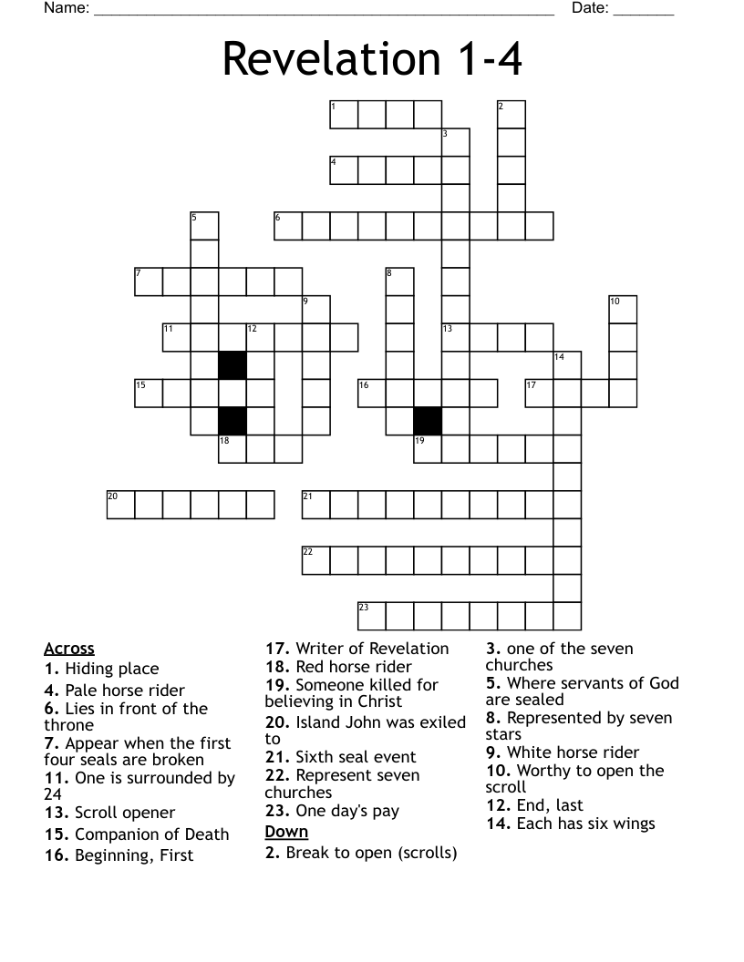 Revelation 1-4 Crossword