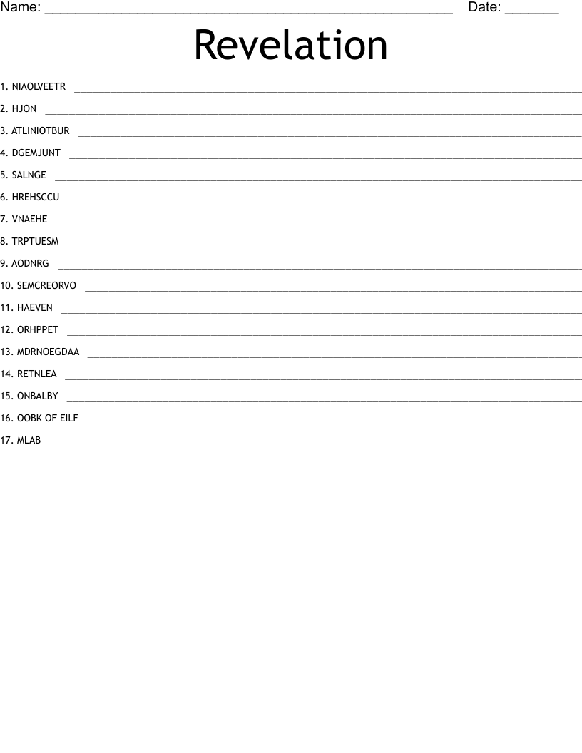 Revelation Word Scramble