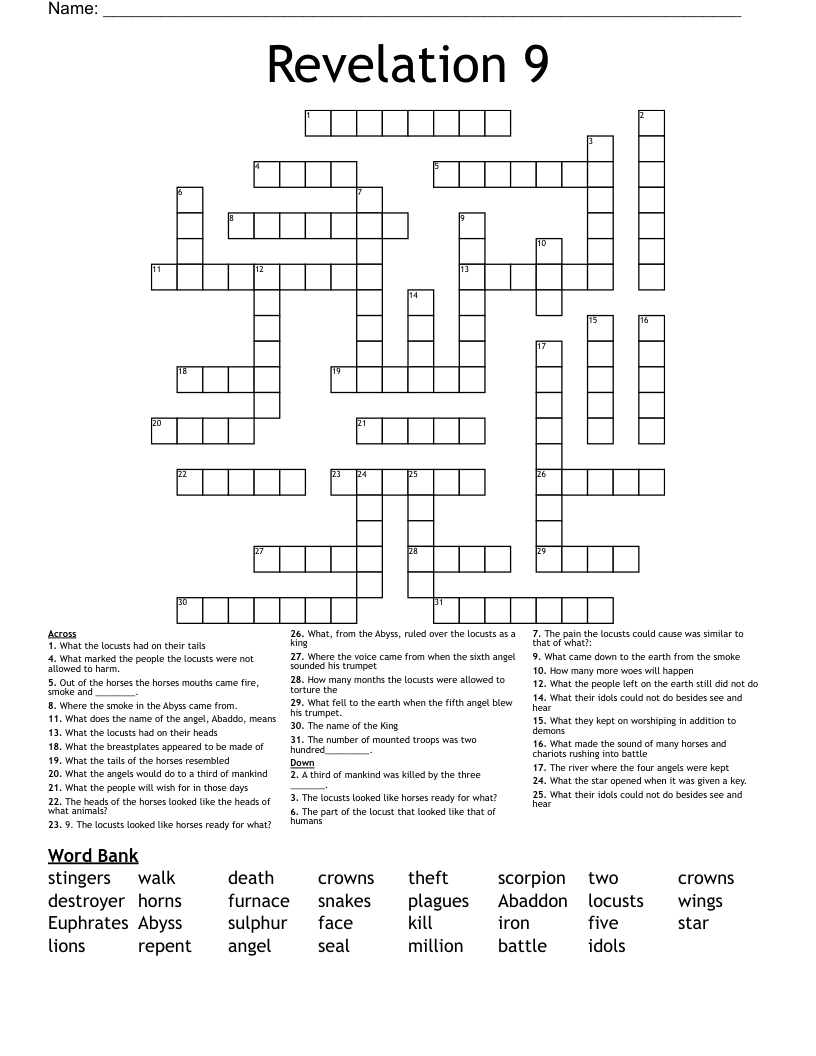 Revelation 9 Crossword