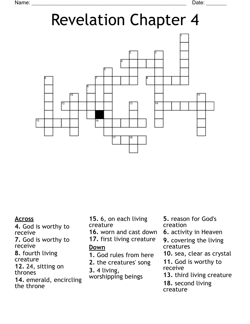 Revelation Chapter 4 Crossword