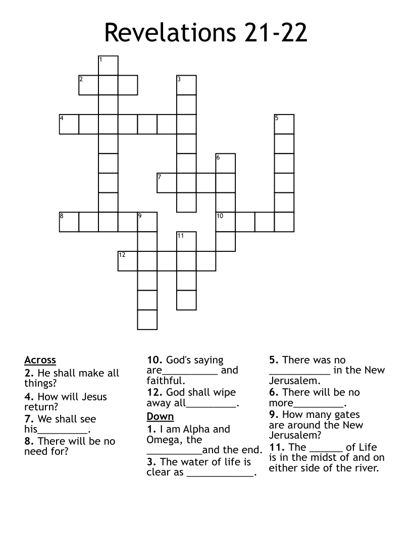 Revelations 21-22 Crossword