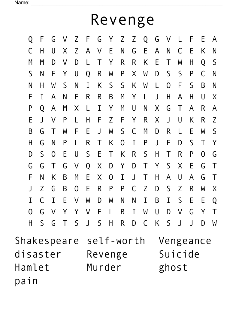 Revenge Word Search
