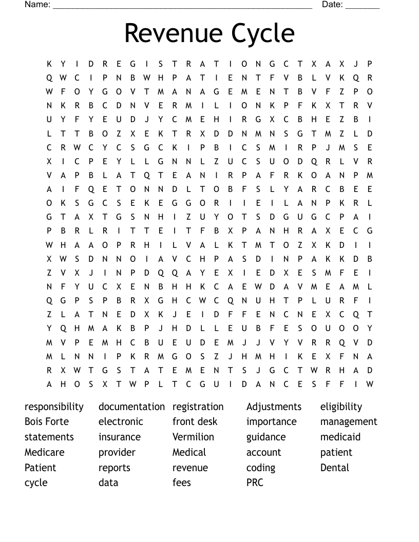 Revenue Cycle Word Search