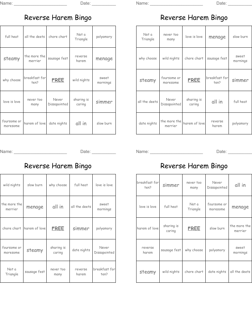 Reverse Harem Bingo