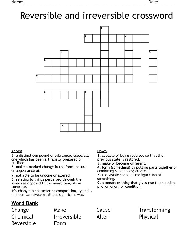 Reversible and irreversible crossword
