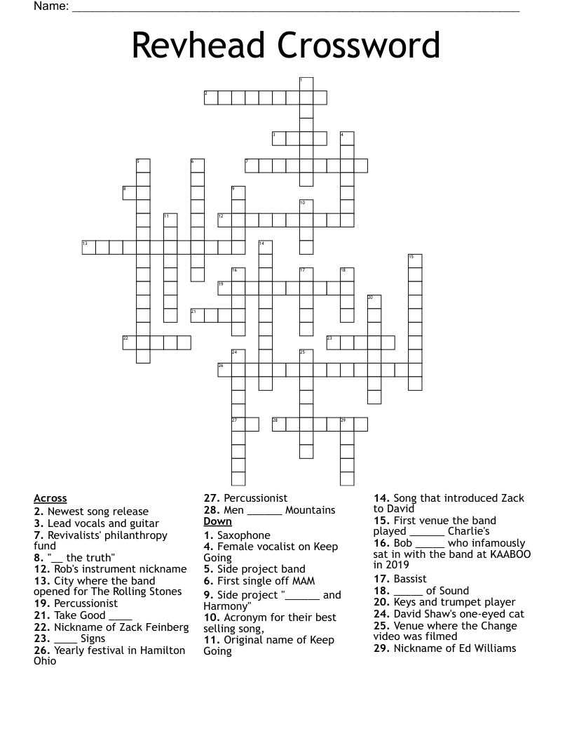 Revhead Crossword