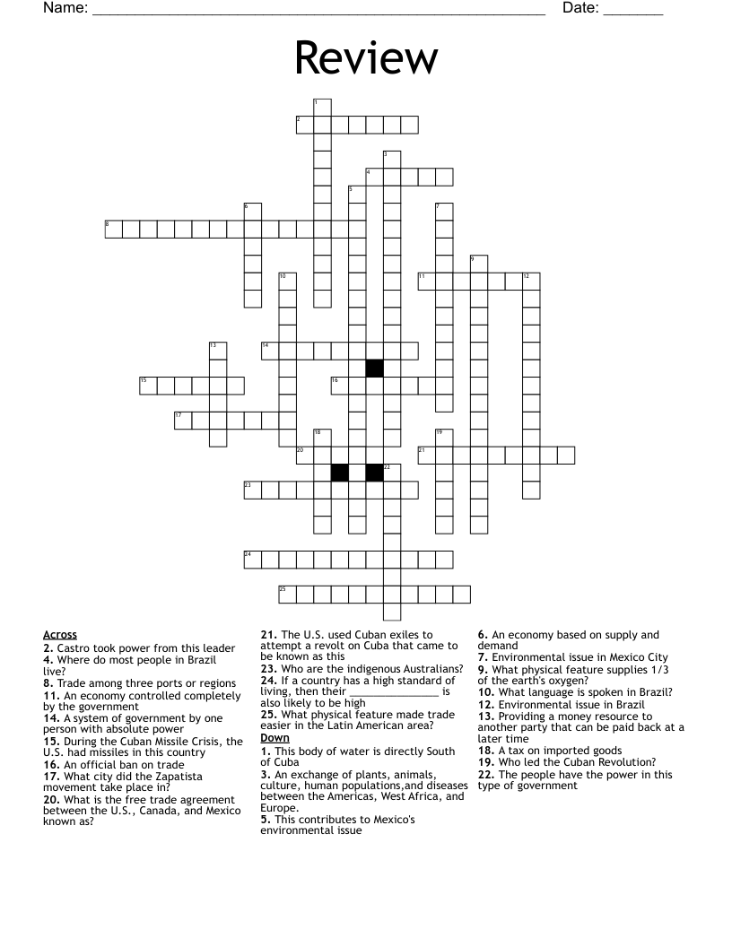 Review Crossword