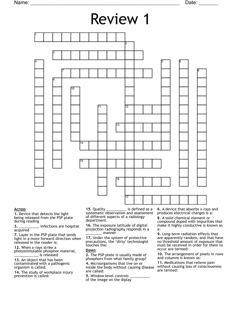 Review 1 Crossword