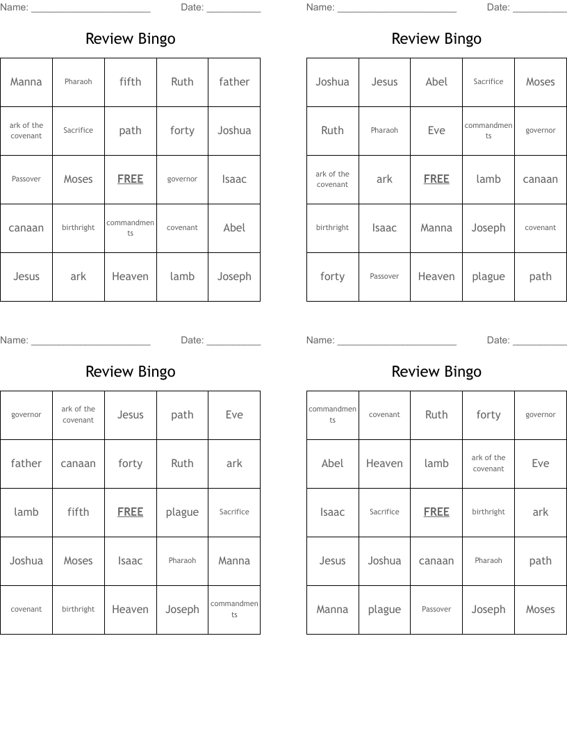 Review Bingo