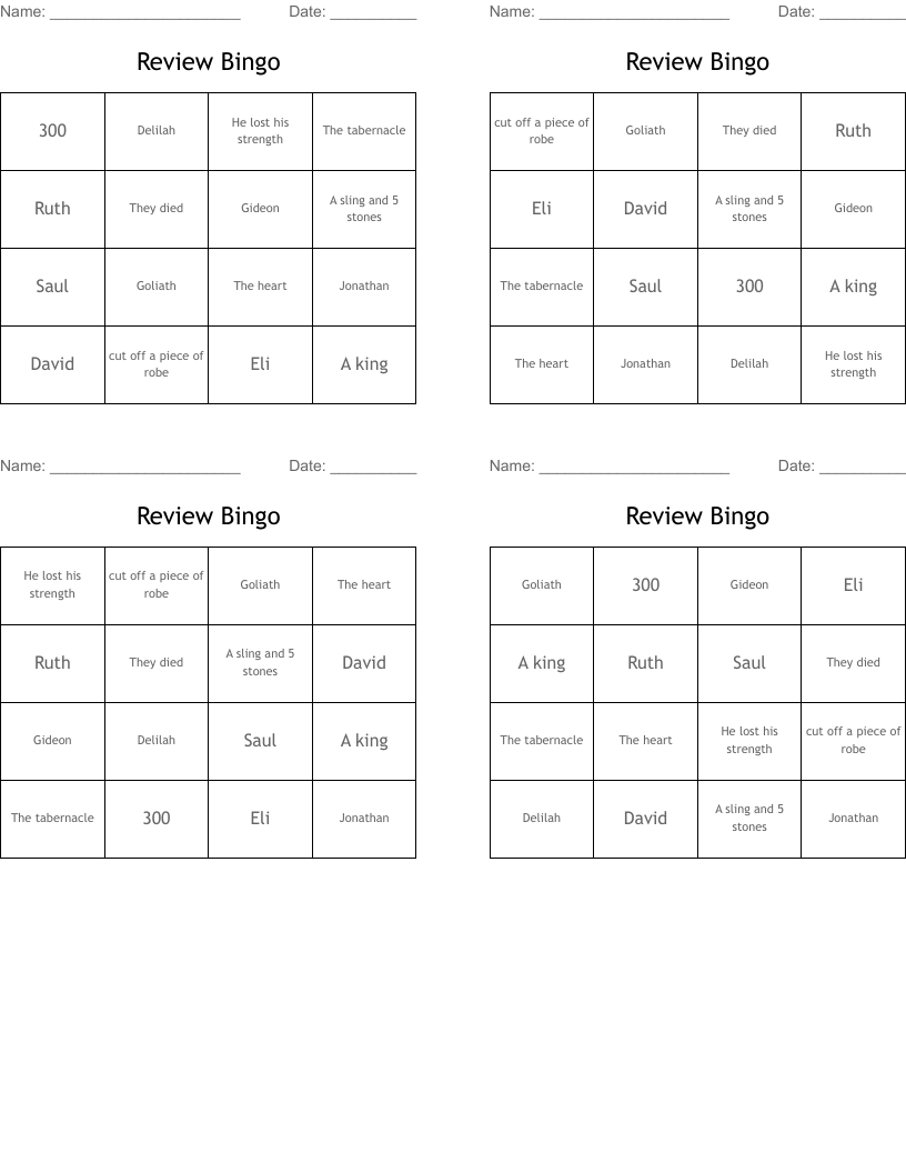 Review Bingo 