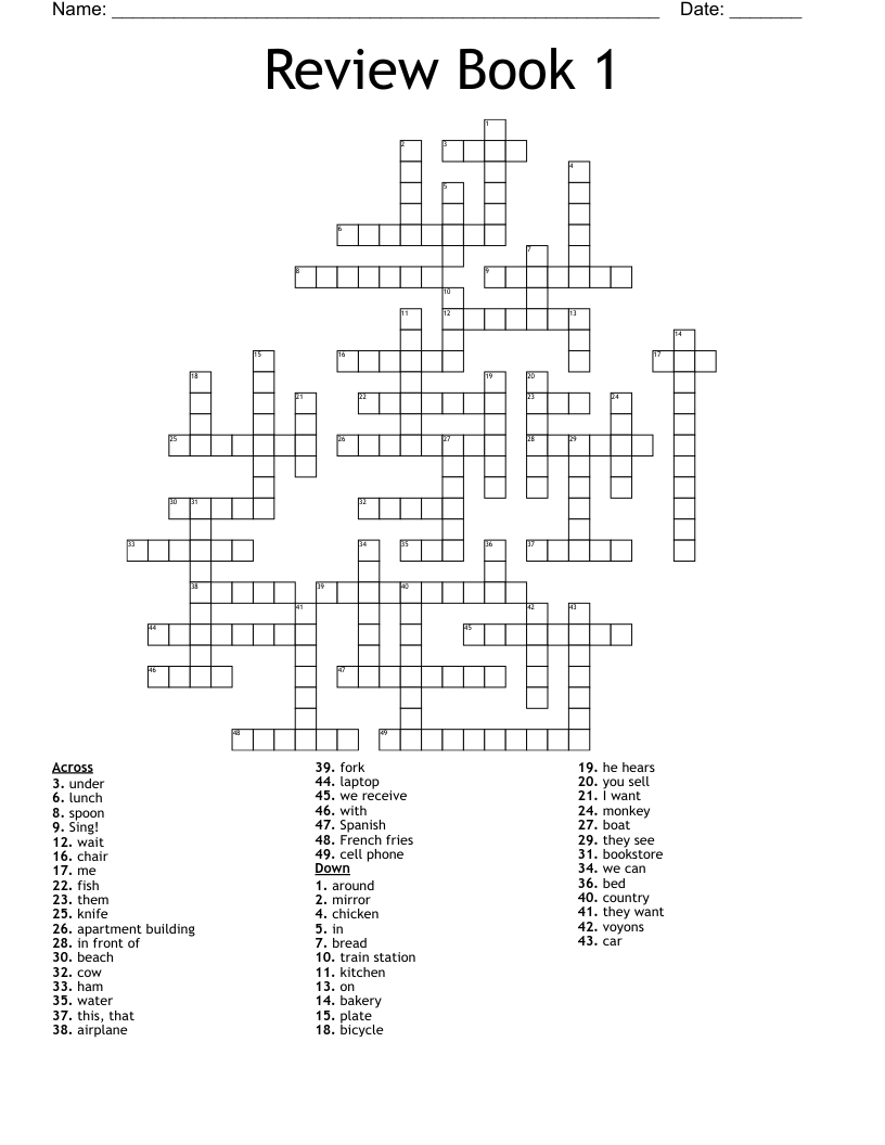 Review Book 1 Crossword