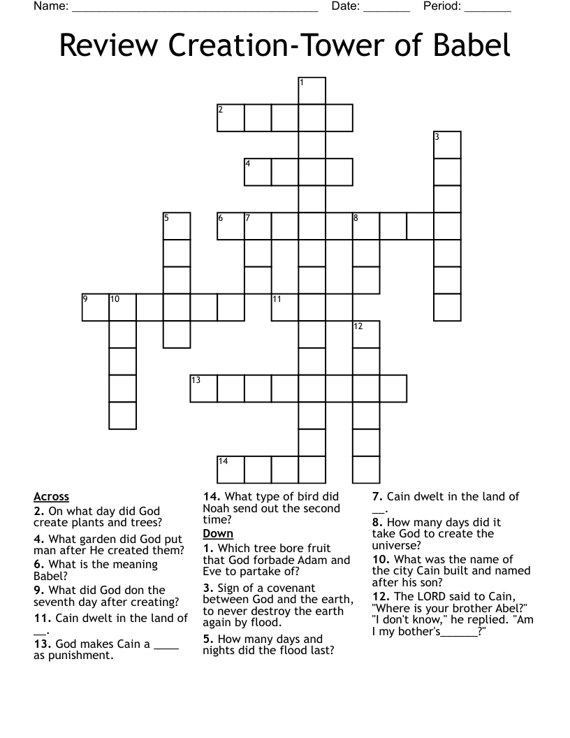 Review Creation-Tower of Babel Crossword