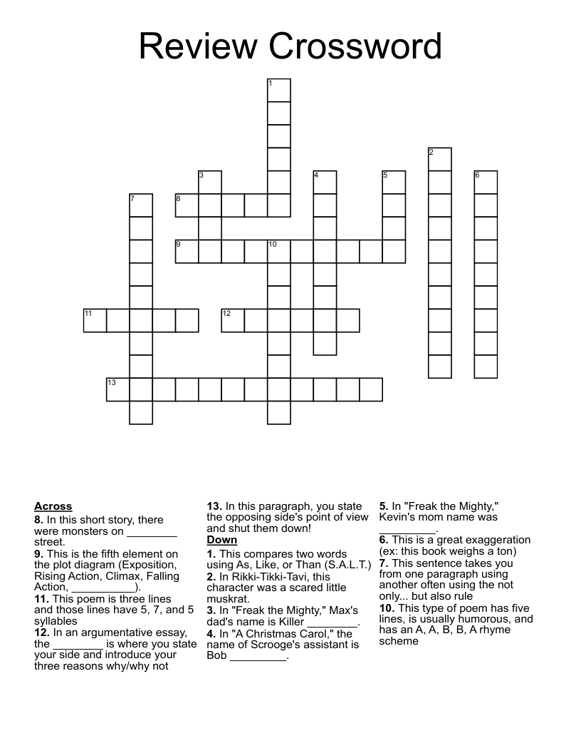Review Crossword