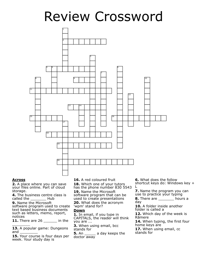 Review Crossword
