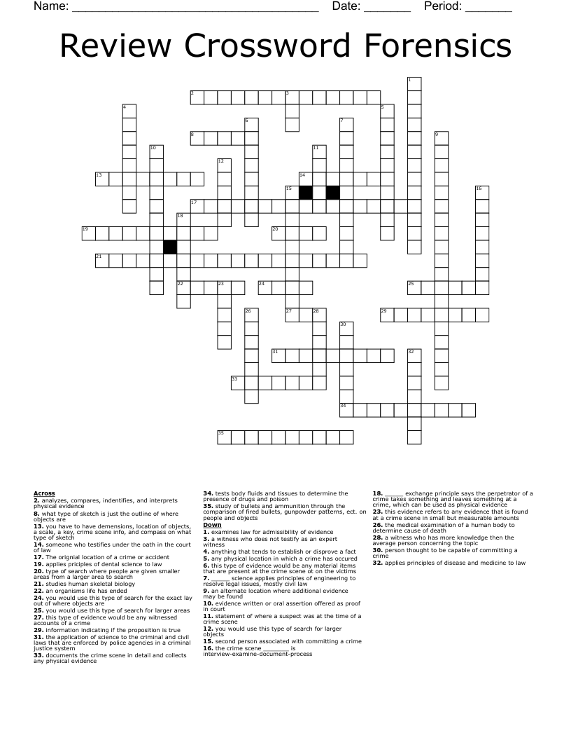 Review Crossword Forensics