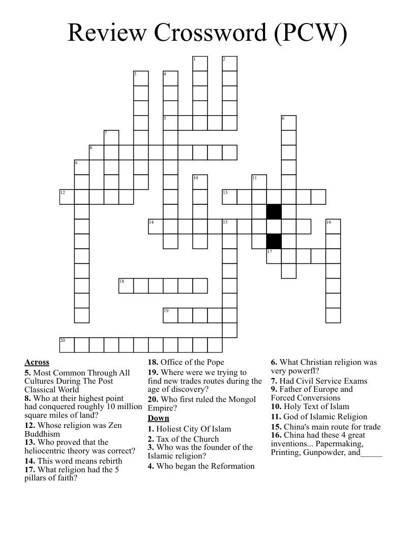 Review Crossword (PCW)
