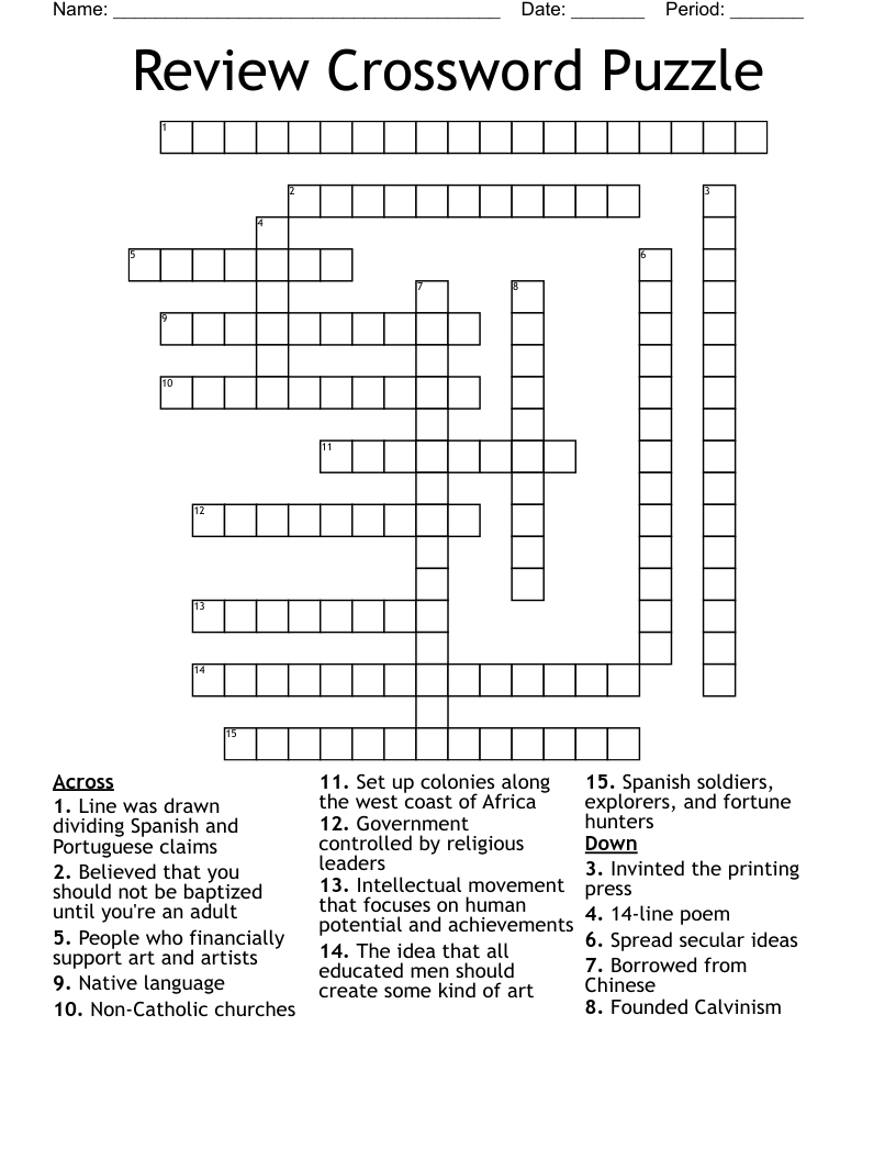 Review Crossword Puzzle