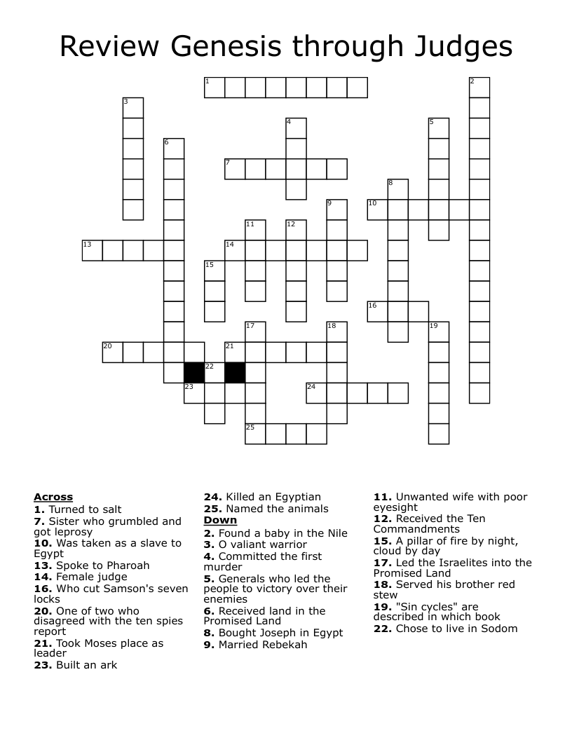 Review Genesis through Judges Crossword