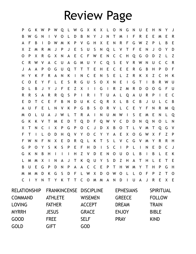 Review Page Word Search