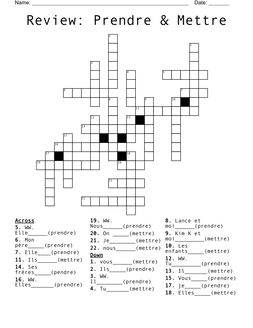 Review: Prendre & Mettre Crossword