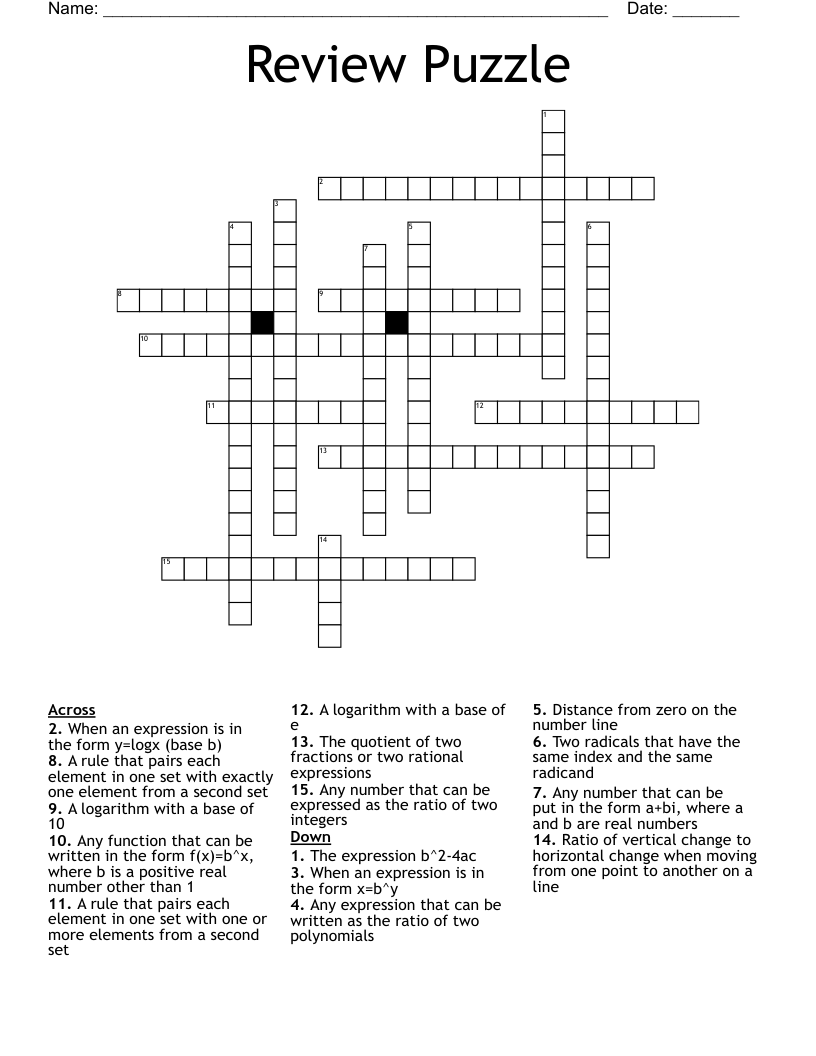 Review Puzzle Crossword