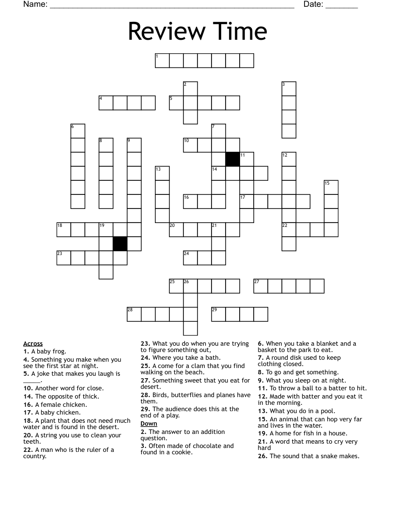 Review Time Crossword