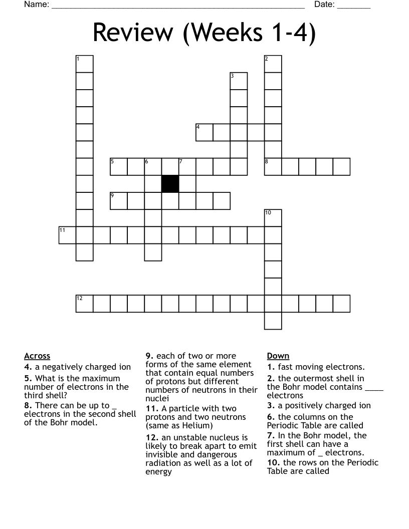 Review (Weeks 1-4) Crossword