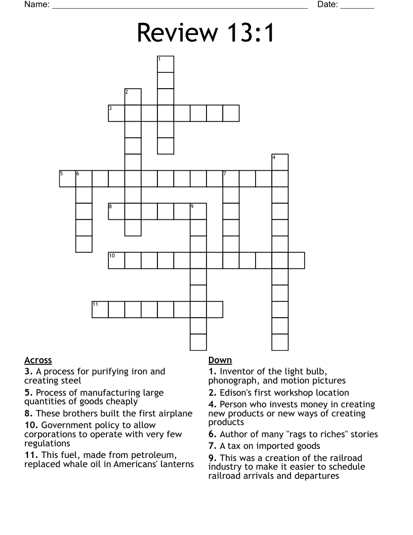 Review  13:1 Crossword